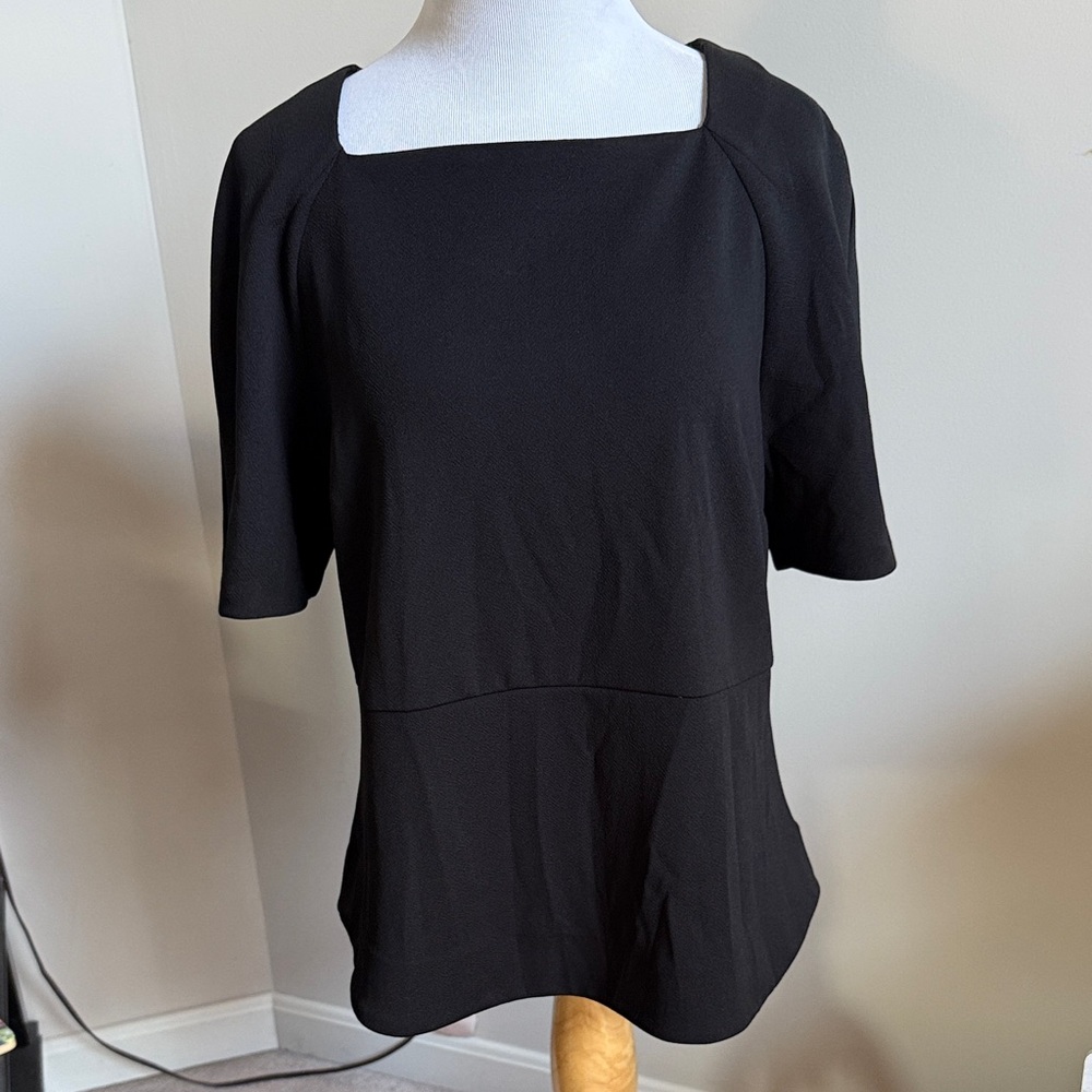 LOFT Black Square Neck Blouse